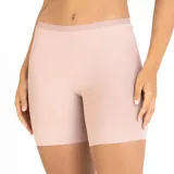 Faja tipo short de tiro alto, confeccionada en microfibra de tacto suave, con diseño sin costuras y terminaciones invisibles.