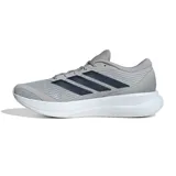 Championes de running Adidas Runfalcon 6, color gris con las clásicas tres tiras en azul marino y suela blanca con tecnología Cloudfoam.
