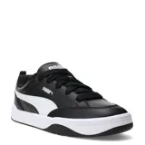 Championes urbanos Puma modelo Park Lifestyle, color negro con detalles en blanco. Presentan un diseño de corte bajo con la icónica franja lateral de la marca y suela de goma resistente.