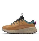 Calzado de trekking Columbia modelo Terrastride Bc Omni-Grip para mujer, en color marrón con detalles en verde azulado y rosa. Diseño de caña baja con capellada de ante, cuero y tejido, suela de caucho y entresuela amortiguada.
