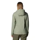 Campera impermeable Columbia modelo Arcadia II, con tecnología Omni-Tech, costuras selladas y forro de malla. Cuenta con capucha ajustable, cierre frontal, bolsillos laterales con cremallera y dobladillo ajustable con cordón. Diseño empacable en su propio bolsillo.