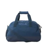 Bolso deportivo tipo duffel Rip Curl, color azul, con compartimento principal con cierre, asas de mano y correa ajustable para el hombro.