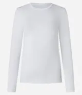 Remera deportiva de manga larga con cuello redondo, confeccionada en tejido técnico térmico de poliéster y elastano, diseñada para un ajuste cómodo y rendimiento deportivo.