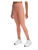 Calzas deportivas Under Armour modelo Meridian Ankle de tiro alto, color salmón, confeccionadas en tejido ultrasuave con bolsillos laterales y tecnología de secado rápido.