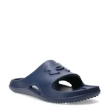 Sandalias de baño Under Armour modelo Locker V, color azul marino, con diseño ergonómico y logo de la marca en relieve en la banda superior.