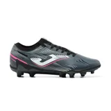 Championes de fútbol Joma Propulsion 2522 para césped, color gris con detalles en blanco y rosa.