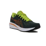Championes Asics Gel-Excite 10, color negro con detalles en verde lima y naranja. Ideales para running.