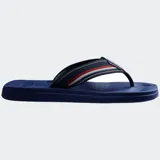 Ojotas Havaianas Urban Way color azul marino, con base texturizada y tiras de tela tricolor (azul, rojo y blanco).
