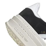 Championes Adidas Gazelle Bold negros con plataforma blanca y las tres tiras características en blanco.