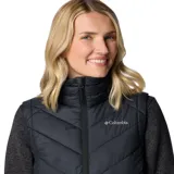Chaleco acolchado Columbia Heavenly II Vest color negro, con diseño matelasseado en diagonal, cuello alto y cierre frontal de dos vías. Incluye tecnología Omni-Heat y Omni-Shield.