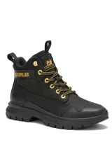 Bota de caña media Caterpillar modelo Colorado Sneaker WP, color negro con detalles en amarillo, combinando diseño de bota clásica y suela de zapatilla. Confeccionada en cuero tipo nubuck y gamuza, con cordones bicolor, ojales metálicos y logo de la marca en el lateral y lengüeta.