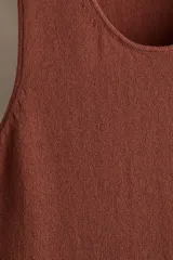 Musculosa en punto de mezcla de algodón H&M, color marrón con cuello redondo y sisas amplias.