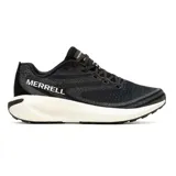 Zapatillas de trail running Merrell Morphlite para hombre, color negro con detalles en blanco. Capellada de jacquard, cordones y refuerzos reciclados, forro de malla transpirable reciclada, plantilla de espuma EVA reciclada, entresuela de espuma FloatPro™ y suela de goma adherente.