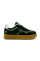 Championes deportivos Santa Barbara modelo Glint, color negro con detalles en blanco y suela de goma color tostado.