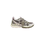 Championes Off-White Be Right Back, modelo con diseño chunky de estilo deportivo y técnico. Combinan tonos verde militar, marrón, blanco y detalles en rosado, con suela dentada y la característica brida zip-tie de la marca.