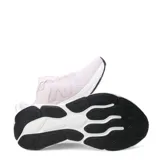 Championes de running New Balance 460 para mujer, color rosado con detalles plateados, exterior de malla transpirable, entresuela de EVA y suela blanca con base negra.