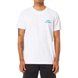 Remera blanca de algodón con cuello redondo y estampado pequeño en el pecho con el logo de la marca Katin y la leyenda "Katin Customs" en color azul.