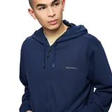 Campera con capucha y cierre frontal de Merrell, color azul marino, confeccionada en suave tejido polar cepillado. Cuenta con bolsillos tipo canguro, capucha ajustable con cordón y puños y bajo acanalados.