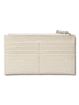 Billetera pequeña tipo monedero de Vero Moda, en color beige con textura efecto piel de cocodrilo. Cuenta con cierre superior metálico y logo de la marca grabado en el frente.