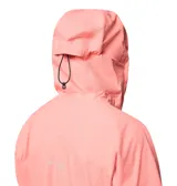 Campera impermeable Columbia Northwest Explorer 3 Omni-Tech color rosado, con capucha fija, cierre frontal con cremallera y bolsillos laterales.