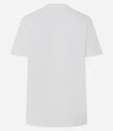 Remera de algodón color blanco con estampa frontal del personaje Stitch usando auriculares. Presenta cuello redondo, mangas cortas y un corte holgado.