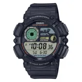 Reloj digital Casio modelo WS1500H-1AVDF, color negro, con funciones de hora dual, cronómetro, temporizador, alarma, calendario, fase lunar y modo pesca. Resistente al agua hasta 100 metros y con batería de 10 años de duración.