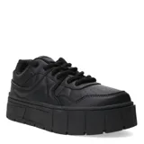 Championes negros de cuero sintético con plataforma y cordones.