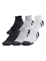 Medias deportivas de corte bajo, color gris con detalles en negro en la puntera y el talón. Diseñadas con tejido técnico transpirable, soporte para el arco del pie y amortiguación media para mayor comodidad durante el entrenamiento.