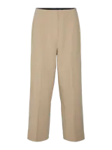 Pantalón sastrero de tiro alto y corte recto, con pinzas frontales y cierre oculto. Confeccionado en tejido elástico con acabado suave.