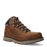 Bota de cuero Caterpillar modelo Highbury, color marrón, con diseño de caña media, cordones reforzados y suela de goma antideslizante.