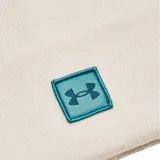 Gorro de lana Under Armour color blanco con logo bordado en azul.