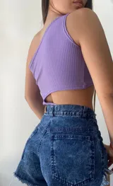 Body negro de morley con un hombro descubierto y abertura en la cintura.