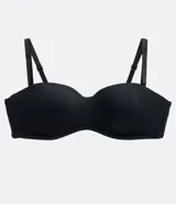 Soutien femenino modelo top, color piel, con copa hueca y tirantes removibles.