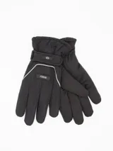 Guantes negros impermeables marca Forum con velcro ajustable en la muñeca, detalles reflectantes y tela antideslizante en las palmas y dedos.