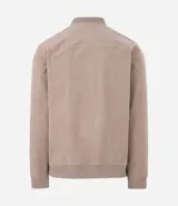 Campera bomber azul marino de pana con cuello redondo, cierre con botones a presión, bolsillos laterales y puños y cintura elastizados.