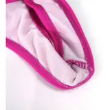 Bombacha de bikini tipo colaless con diseño plisado en el centro, confeccionada en tejido elástico.
