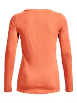 Remera de manga larga Under Armour de alto rendimiento, confeccionada en tejido HeatGear de secado rápido y tecnología absorbente de sudor. Presenta un diseño ajustado con cuello redondo y textura microperforada, ideal para entrenamiento.