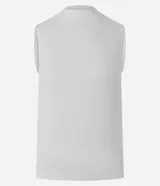 Musculosa básica de cuello alto, sin mangas, confeccionada en una mezcla de algodón, modal y elastano. Presenta un diseño ajustado y minimalista, ideal para uso diario.