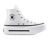 Championes Converse Chuck Taylor All Star Lift Double Stack Hi, color blanco con plataforma y detalles en negro. Diseño de caña alta con logo icónico de Converse en el lateral.