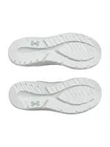 Championes de running Under Armour modelo Charged Pursuit 4, color verde grisáceo. Presentan una parte superior de malla transpirable, entresuela con tecnología Charged Cushioning para mayor amortiguación y suela de goma resistente con patrón de tracción.