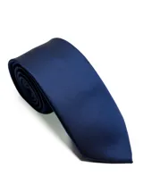 Corbata de seda azul marino con estampado paisley en tonos rosados y blancos.