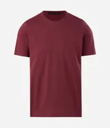 Remera básica de corte slim para hombre, confeccionada en suave algodón peruano con cuello redondo y mangas cortas, de diseño liso.