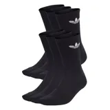 Pack de seis pares de medias Adidas de caña media, color negro, confeccionadas en tejido canalé con el logo del trifolio bordado en blanco en el lateral.
