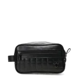 Necessaire Tiffosi de diseño rectangular con textura acolchada en cuadrille. Cuenta con cierre principal superior, bolsillo frontal con cierre y detalle de logo metálico en la esquina inferior.