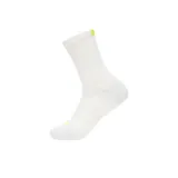 Medias deportivas de media caña Hoka Bondi Quarter Run, de color blanco con detalles en amarillo flúor.
