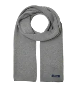 Bufanda de tejido de punto en color gris melange, con diseño clásico y etiqueta de la marca Jack & Jones cosida en uno de los extremos.