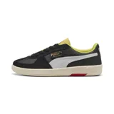 Championes Puma Ferrari Palermo, color negro con detalles en blanco y amarillo.