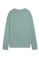 Buzo Puma de cuello redondo color verde, con diseño relaxed y el logo de la marca bordado en blanco en el pecho.