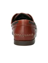 Mocasín de cuero color marrón RKF modelo Costa, con cordones y costuras visibles en contraste, ojales metálicos y suela de goma.