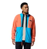 Campera de polar Columbia modelo Backbowl II, con diseño color block en naranja y azul. Presenta cierre frontal completo, cuello alto y bolsillos laterales con cierre.